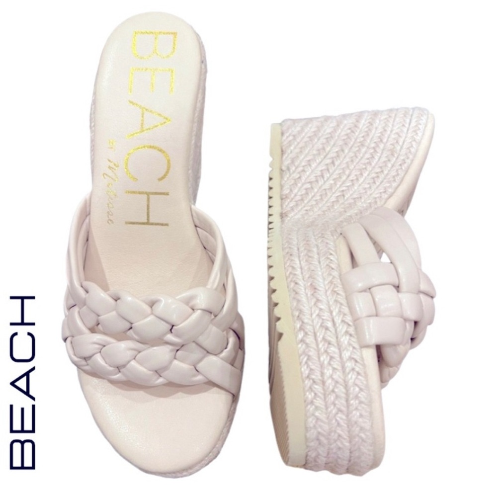 Beach by Matisse braided wedge sandal in light tan/cream size 9